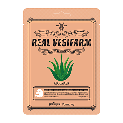 FORTHESKIN Маска для лица питательная успокаивающая АЛОЭ Super Food Real Vegifarm Double Shot Mask Aloe, 23 мл.
