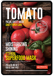 DERMAL Маска для лица тканевая ТОМАТ It's Real Superfood Mask TOMATO, 25 мл.