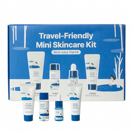 Round Lab Набор миниатюр с берёзовым соком  Travel-Friendly Mini Skincare Kit Birch Juice.