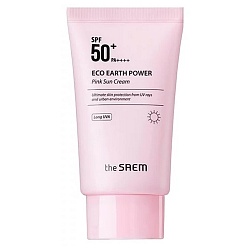 THE SAEM Крем для лица солнцезащитный SPF50 Eco Earth Power Pink Sun Cream, 50гр