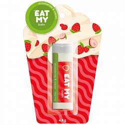 Eat My бальзам для губ "Земляника со сливками" balm strawberries & cream, 4гр.