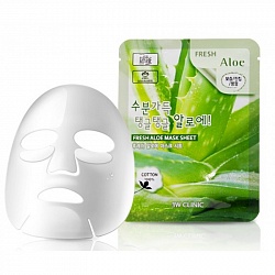 3W CLINIC Тканевая маска для лица АЛОЭ Fresh Aloe Mask Sheet