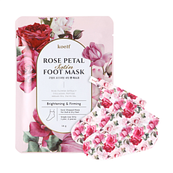 Koelf Маски-носочки для ног «роза» - Rose petal satin foot mask, 16г.