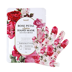 Koelf Маски-перчатки для рук «роза» - Rose petal satin hand mask, 16г.