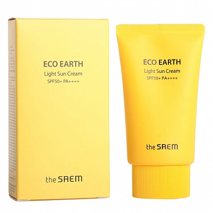 THE SAEM Крем солнцезащитный  Eco Earth Light Sun Cream SPF 50+ PA++++, 50гр.